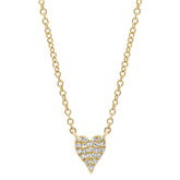 0.05ct 14k Yellow Gold Diamond Pave Heart Necklace